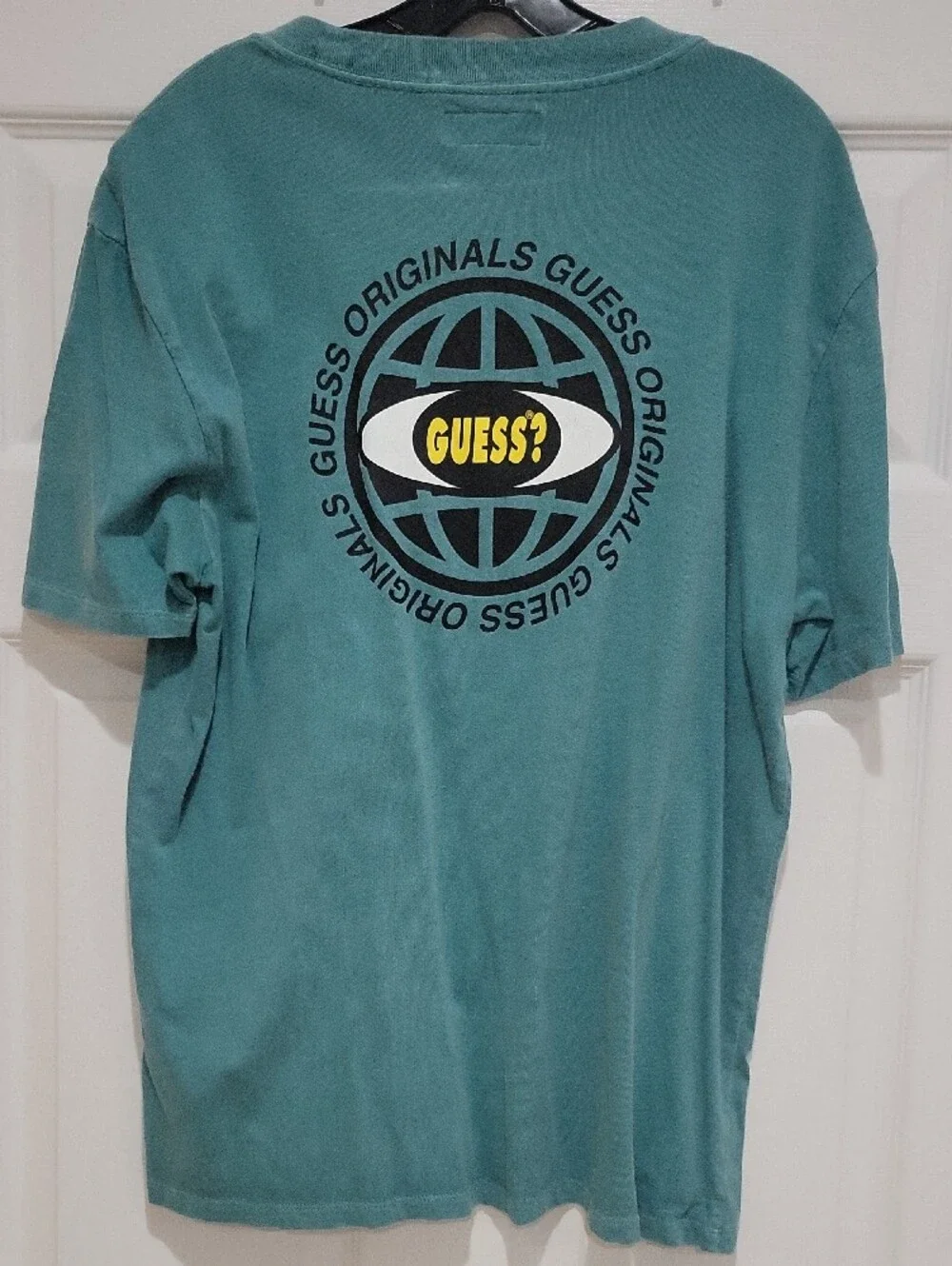 Guess Teal Short-Sleeve Logo Tee with Yellow Accent - Picture 2 of 3